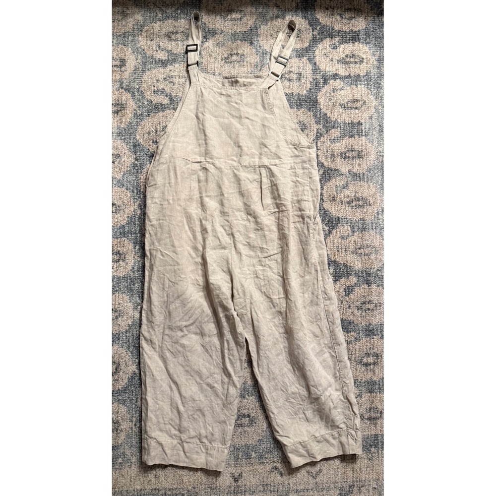 Eileen Fisher Cropped Organic Linen Overall Jumpsuit Medium Excellent Condition - Picture 5 of 7